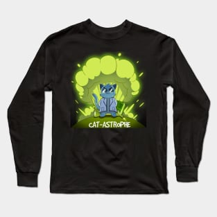 Cat-Astrophe Funny Scientist Anime Cat Long Sleeve T-Shirt